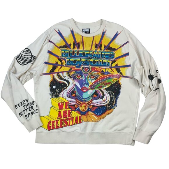 Billionaire Boys Club BB Celestial Crew Sweatshirt 2XL XXL Buttercream Graphics - Picture 1 of 14